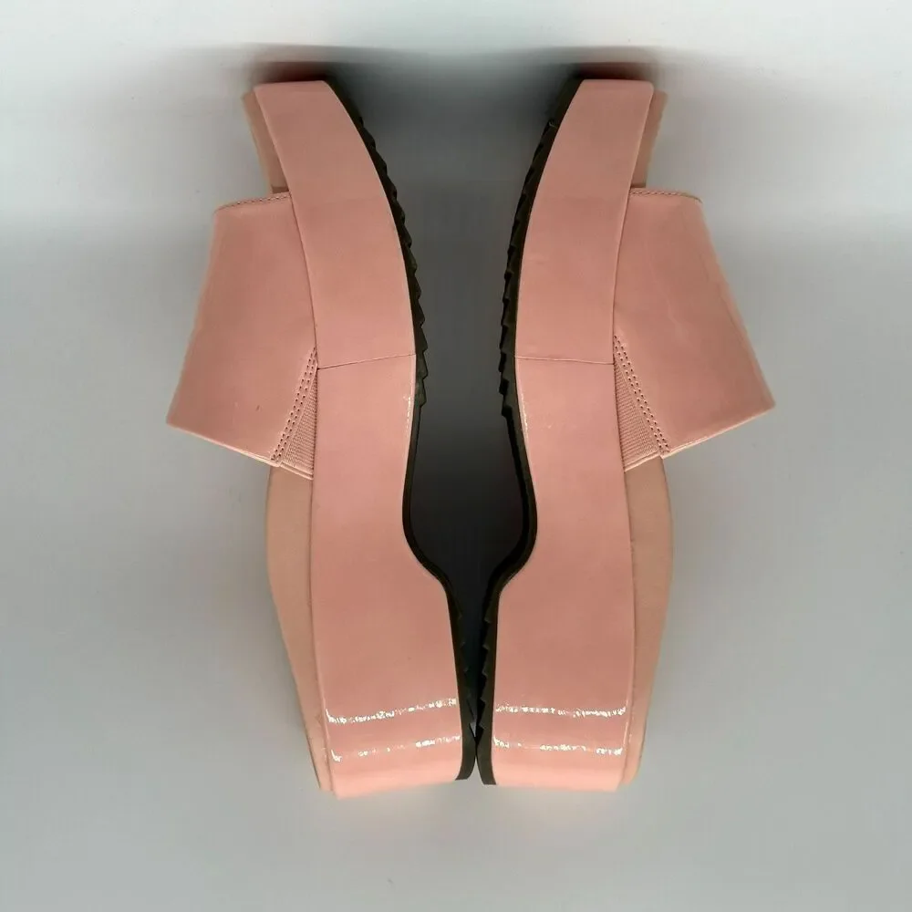 Vionic Trista Pink Platform Slide Sandal Shoes Womens Size 8 Patent Leather Heel